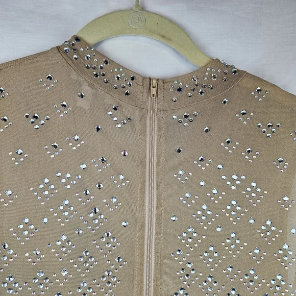 Fashion Nova Bejeweled Nylon Romper Xl Cocktail Party Sexy Dance Valentines - Picture 5 of 10